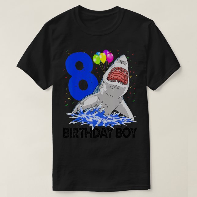 Funny Birthday Boy 8 Shark Tee  Women Celebration  (Design Front)