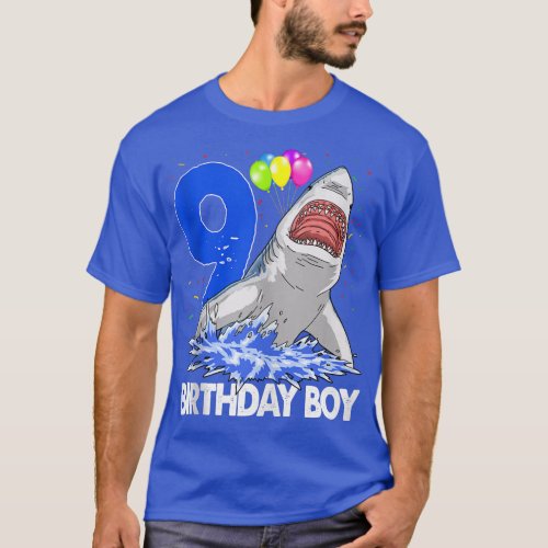 Funny Birthday Boy 9 Shark TeeWomen Celebration Gi T_Shirt