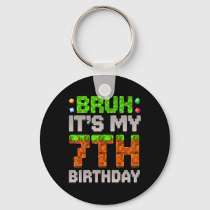 Funny Birthday Boy Bruh It's My 7th Birthday Gamer Keychain