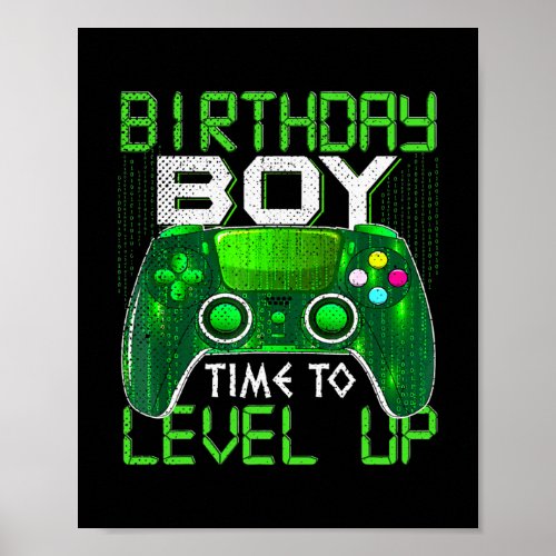 Funny Birthday Boy Time to Level Up Video Game Poster