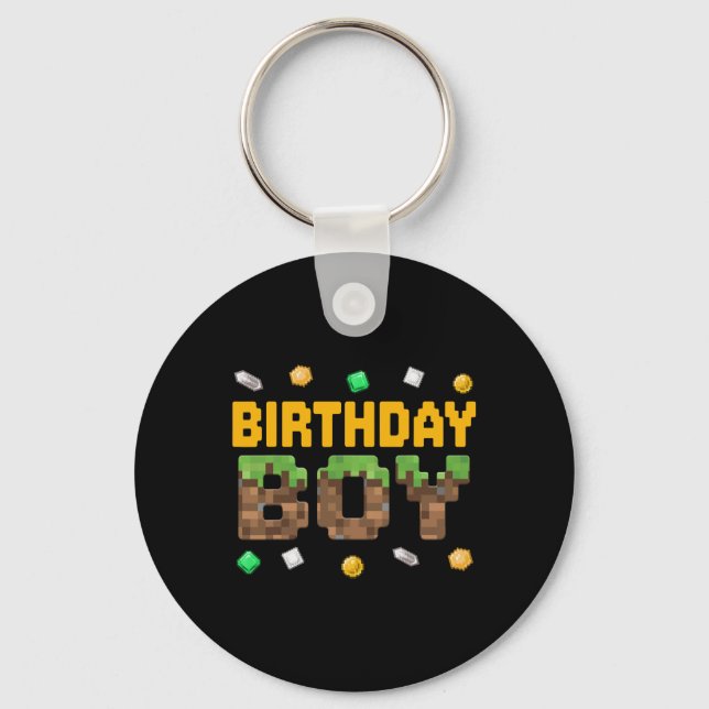 Funny Birthday Boy Video Game Pixel Number Gamer  Keychain (Front)
