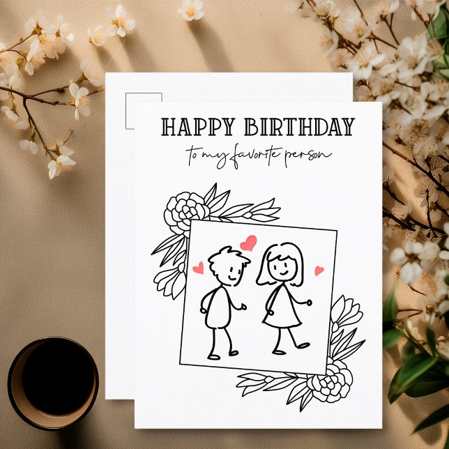 Funny Birthday Boyfriend To My Favorite Person Postcard (Creator Uploaded)
