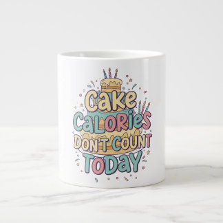 Funny Birthday Cake - Calories Don't Count Today Giant Coffee Mug