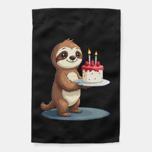 Funny Birthday Cake with Sloth Costume for Boys an Garden Flag