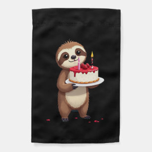 Funny Birthday Cake with Sloth Costume for Boys an Garden Flag