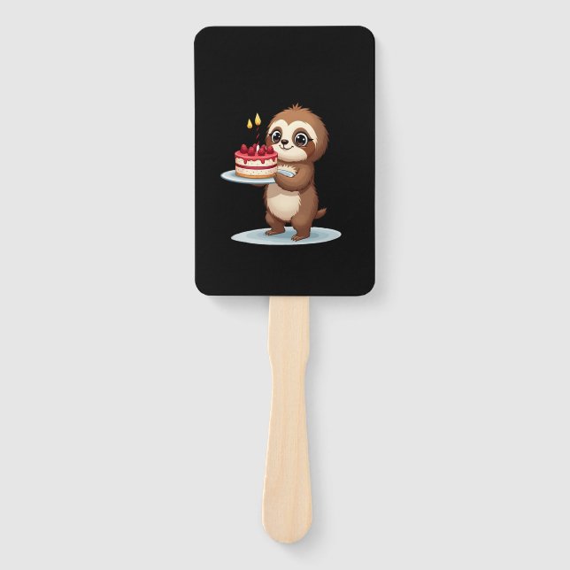 Funny Birthday Cake with Sloth Costume for Boys an Hand Fan (Front)