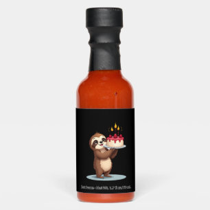 Funny Birthday Cake with Sloth Costume for Boys an Hot Sauces