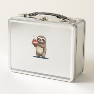 Funny Birthday Cake with Sloth Costume for Boys an Metal Lunch Box