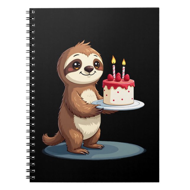 Funny Birthday Cake with Sloth Costume for Boys an Notebook (Front)