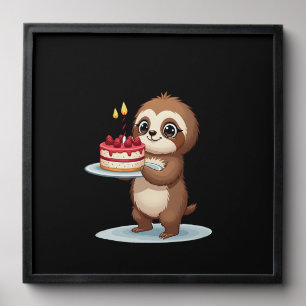 Funny Birthday Cake with Sloth Costume for Boys an Peel And Stick Photo Tile