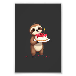 Funny Birthday Cake with Sloth Costume for Boys an Photo Print