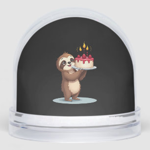 Funny Birthday Cake with Sloth Costume for Boys an Snow Globe