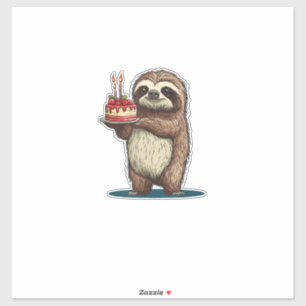 Funny Birthday Cake with Sloth Costume for Boys an Sticker
