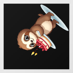 Funny Birthday Cake with Sloth Costume for Boys an Wall Decal