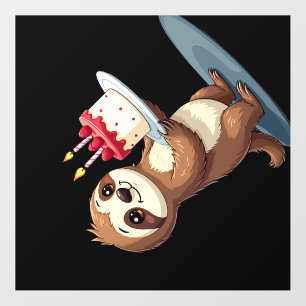 Funny Birthday Cake with Sloth Costume for Boys an Wall Decal