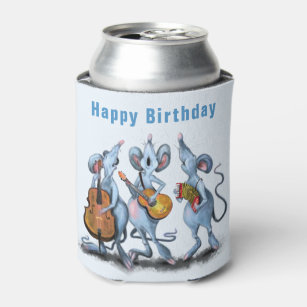 Funny Birthday Can Cooler with Mouse Music Band