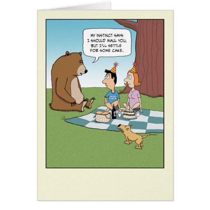 Funny birthday card Bear Instinct