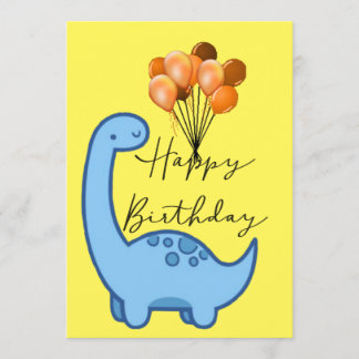 Funny birthday card Blue dinosaur