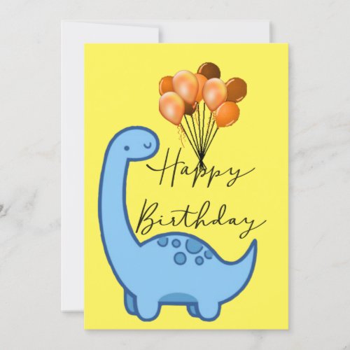 Funny birthday card Blue dinosaur