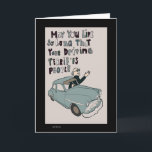 Funny birthday card driving old<br><div class="desc">An old guy in an old car illustration with funny birthday wish “may you live so long that your driving terrifies people”. Cartoon old man driving a car.</div>