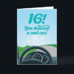 Funny Birthday Card For 16-Year Old<br><div class="desc">Most 16-year old teens would love to get their own car for their birthday. Especially if it's a cool sports car. This funny birthday card gives the impression of just that. Except,  it's really just a cool card,  not a cool car.</div>