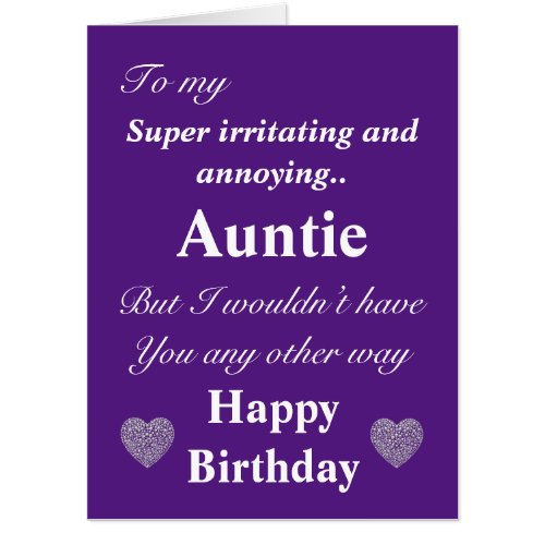 Funny birthday card for auntie