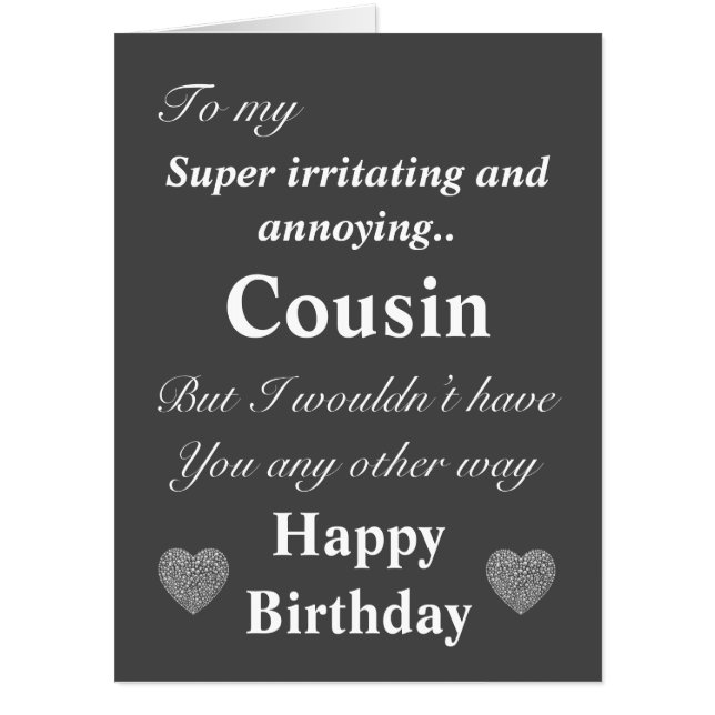 Funny birthday card for cousin (Front)