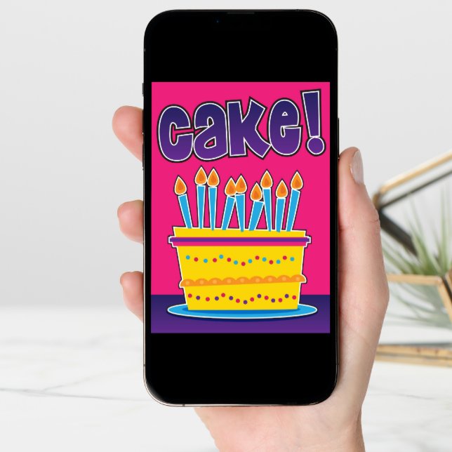 Funny birthday card for man or woman - CAKE! (Front Digital)