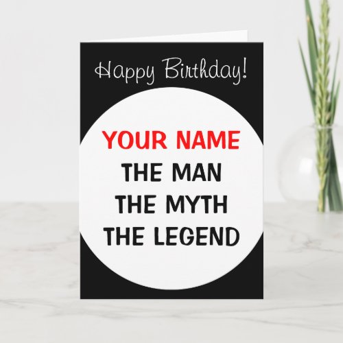 Funny Birthday card for men  The man myth legend