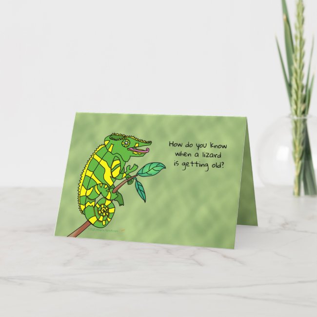 Funny Birthday Card for Old Man Lizard Joke Custom