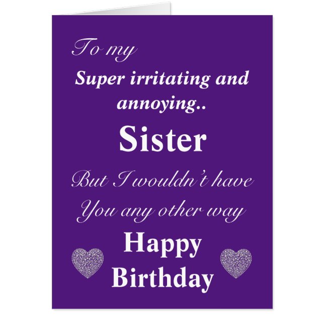 Funny birthday card for sister (Front)