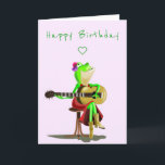 Funny Birthday Card Frog Playing Guitar Music<br><div class="desc">Funny Birthday Cards with Frog Playing Guitar Music - MIGNED Painting Design - Customizable - or Add Your Text / Name with Customization tool - or Choose Font / Size / Color !</div>