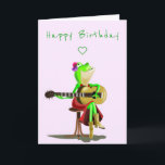 Funny Birthday Card Frog Playing Guitar Music<br><div class="desc">Funny Birthday Cards with Frog Playing Guitar Music - MIGNED Painting Design - Customizable - or Add Your Text / Name</div>