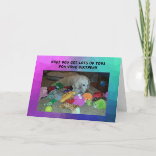 Funny Birthday Card Golden Retriever with Toys