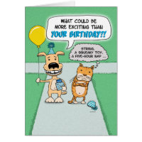 Funny birthday card: Happy Dog and Grumpy Cat Card