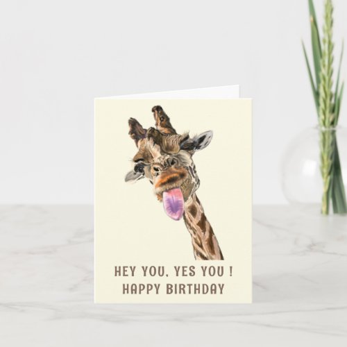 Funny Birthday Card Happy Playful Giraffe _ Smile