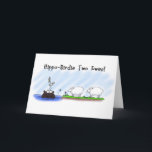 Funny Birthday Card. Hippo Birdie Two Ewes. Card<br><div class="desc">Hippo Birdie Two Ewes! Funny cartoon featuring sheep,  hippo and bird to brighten up a birthday.</div>