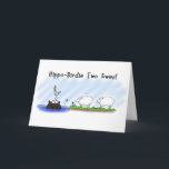 Funny Birthday Card. Hippo Birdie Two Ewes. Card<br><div class="desc">Hippo Birdie Two Ewes! Funny cartoon featuring sheep,  hippo and bird to brighten up a birthday.</div>
