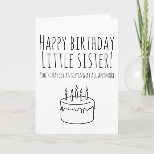 Funny birthday card humorous card for sister