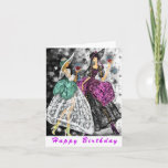 Funny Birthday Card Ladies Drinking Wine - Cheers<br><div class="desc">Funny Birthday Cards with Two Ladies In Black and White Modern Lace Dresses Drinking Wine Cheers Painting Art - or Choose / Add Your Unique Text / Name / Color - Make Your Special Birthday Card Gift - Resize and move or remove and add elements / text with Customization tool...</div>