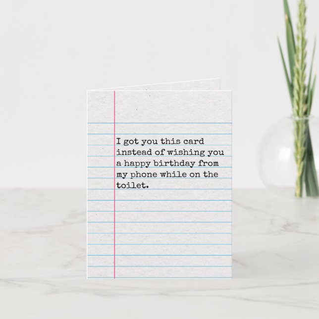 Funny Birthday Card, Phone & Toilet, Lined Paper  Card (Front)