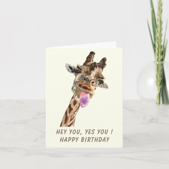 Funny Birthday Card Playful Giraffe - Smile (Front)