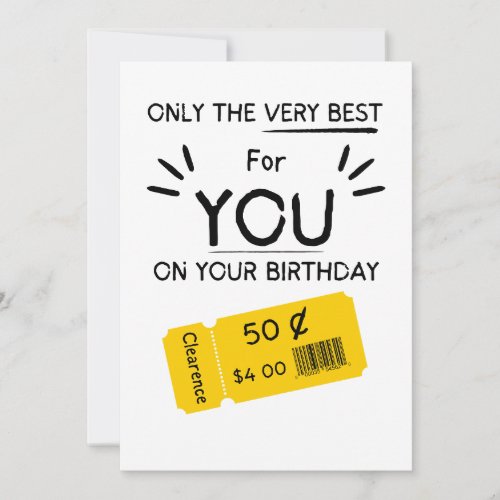 Funny Birthday Card Rude Sarcastic Clearence
