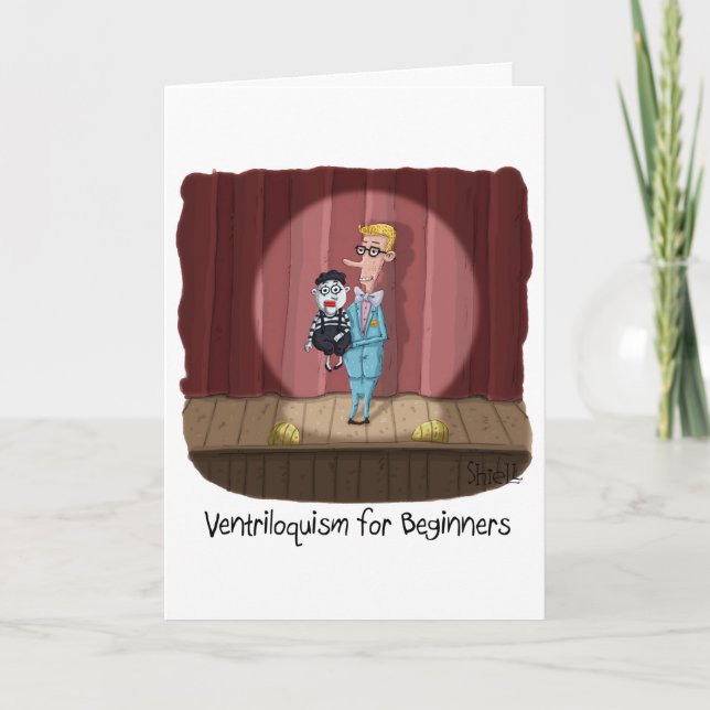 Funny Birthday Card - Ventriloquism for Beginners. (Front)