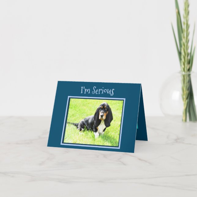 Funny Birthday Card W/Cute Basset Hound Puppy (Front)