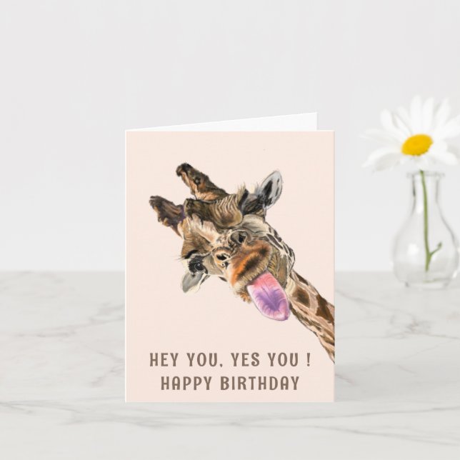Funny Birthday Card with Catchy Giraffe (Small Plant)
