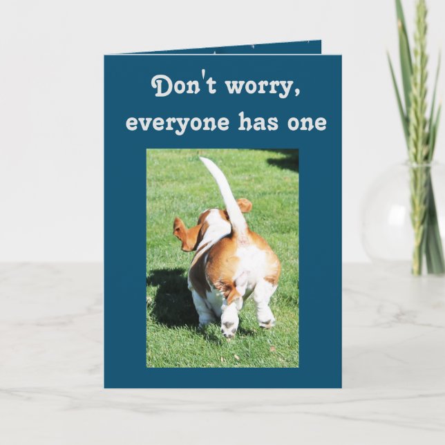 Funny Birthday Card with Cute Basset Hound (Front)