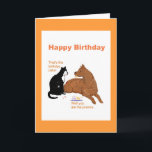 Funny Birthday Card with Dog and Cat.<br><div class="desc">Card for pet lovers,  cat and dog eating the birthday treats. Add text inside.</div>
