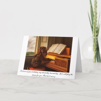 Funny Birthday Card With Dog And Piano by musicker at Zazzle