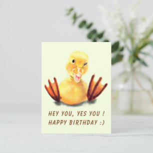 Funny Birthday Card with Happy Duck - Custom Text